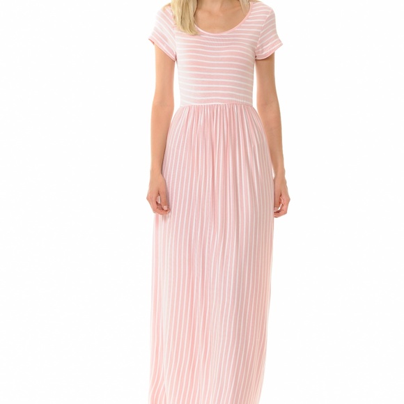 pink striped maxi dress
